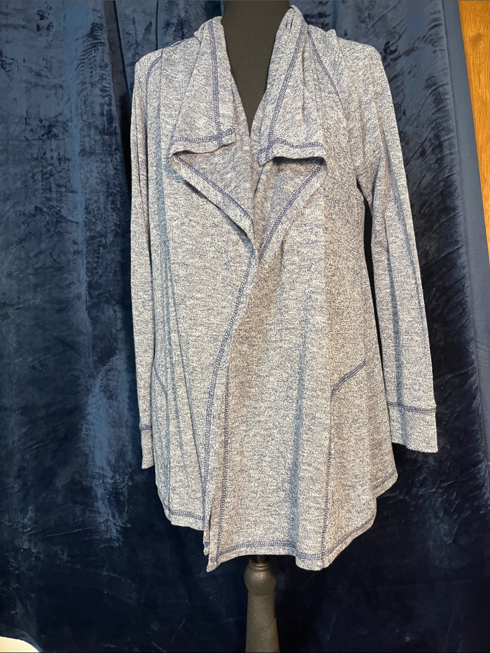 Navy Blue w/white Open-Front light weight Cardigan
